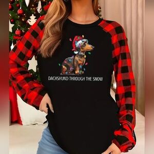 NIP Dauchunds Through The Snow Long Sleeve Christmas Top